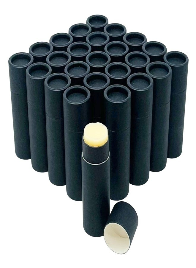 GREENWAY CONTAINERS GreenWay 0.15oz / 4.25g Kraft Paperboard Lip Balm Tubes with Lids - 25 Pack Lip Gloss Tubes Refillable DIY Cosmetic Containers – Extra Thick Push-Up Bottom Lip Balm Containers - Black - Image 1