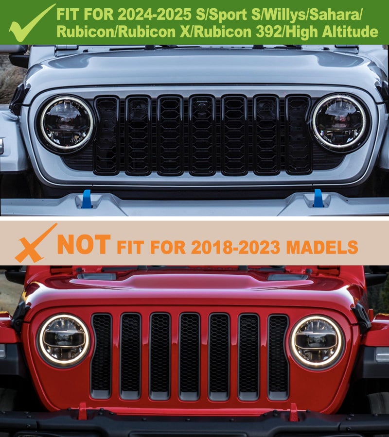 SDPVorn Grill Lights for Jeep Wrangler JL JLU Front Bumper Grille LED Running Marker Lamp Accessories (RGB, 2024-2025) - Image 2