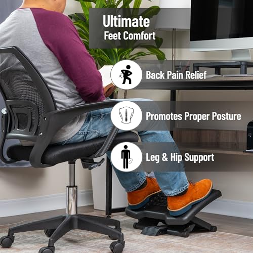 Mind Reader Adjustable Height Ergonomic Foot Rest with Massage Rollers, Black - Image 2