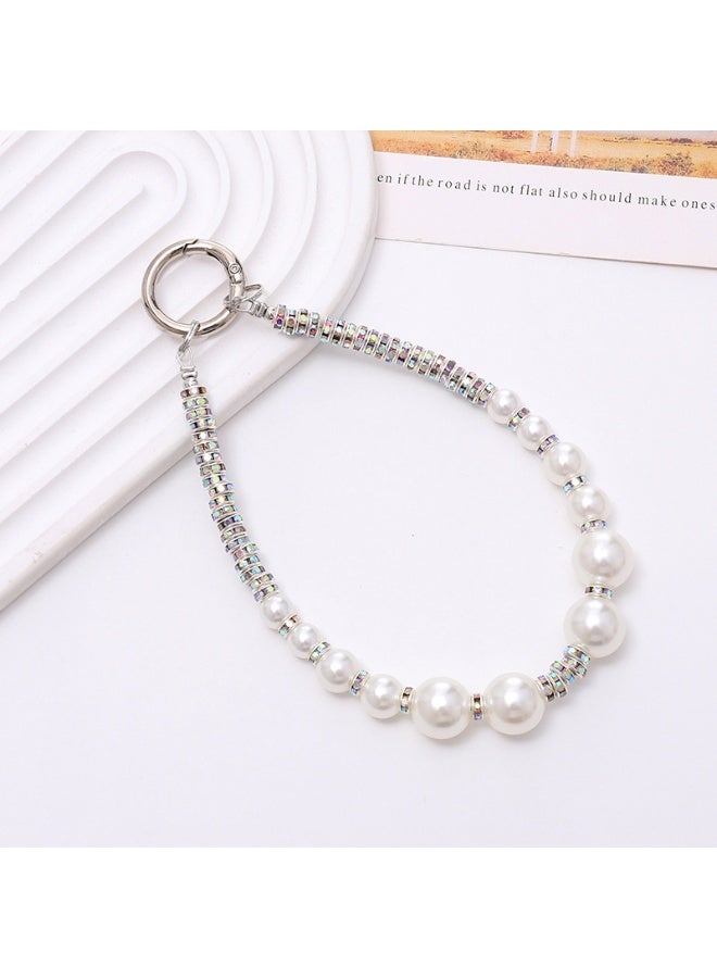 NIBEMINENT Super Cute Beaded Phone Charm – Trendy Phone Chain Wrist Strap, Shining Beads Chain Lanyard for Cell Phone