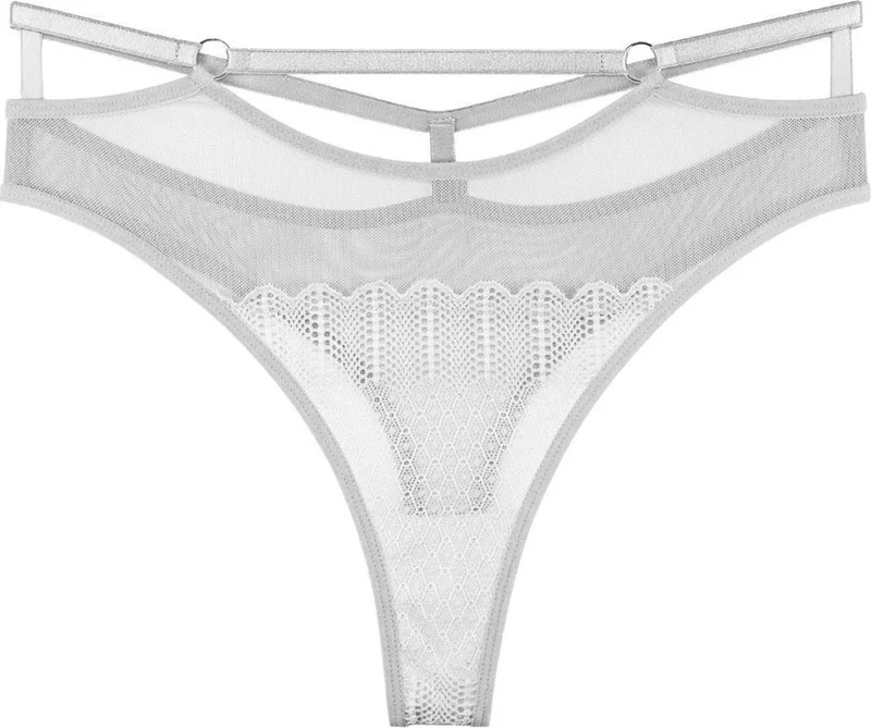Sensu Women's Lace and Tulle Detailed String Waist Thong 3-Piece Panties Set - KTS2067
