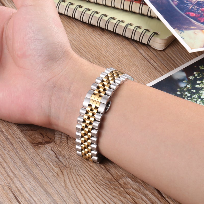 إيروريكس سوار ساعة من الفولاذ المقاوم للصدأ بخمس حبات مقاس 20 مم (فضي ذهبي) - Image 5