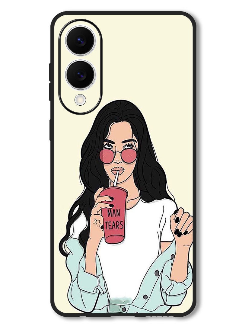 Theodor Case Compatible with Samsung Galaxy S25 Edge 6.7 Inch Protection Shockproof Bumper Cover Girl Drinking Coffee - Image 1