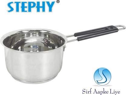 Stephy Stainless Steel Non Induction 0.75 LTR., 1 LTR., 1.5 LTR., 2 LTR. with 20 cm, 22cm, 24 cm, 26 cm Sauce Pan with Stainless Steel Black Bakelight Handle - Image 5
