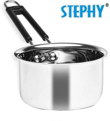 Stephy Stainless Steel Non Induction 0.75 LTR., 1 LTR., 1.5 LTR., 2 LTR. with 20 cm, 22cm, 24 cm, 26 cm Sauce Pan with Stainless Steel Black Bakelight Handle - Image 4