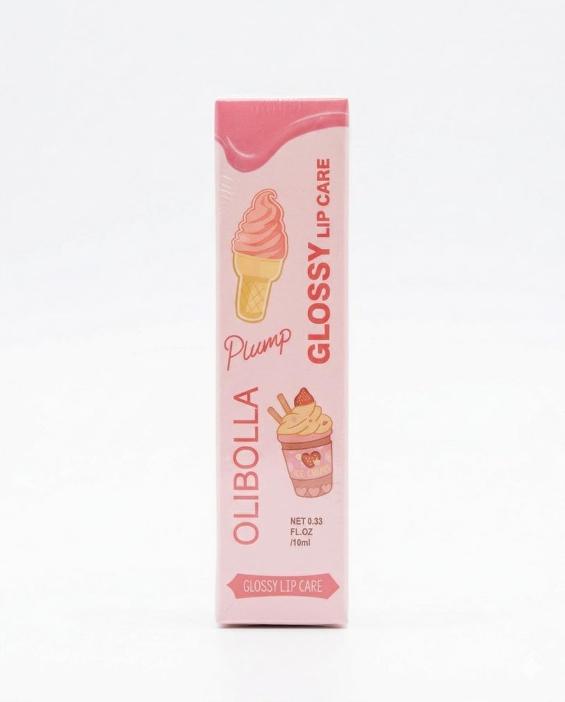 Plump Glossy Lip Care, Colour Lock Technology, 10ml, with Decorative Charm, 02 Strawberry Milk