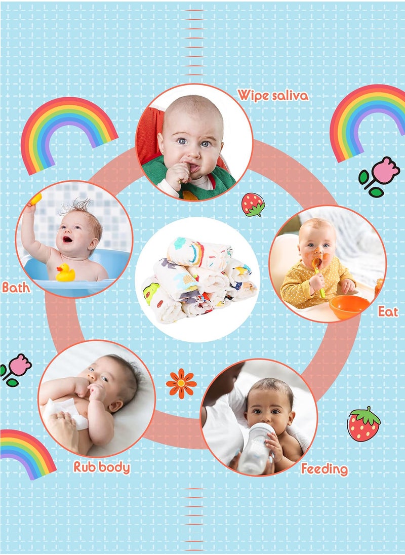Splendors 10pcs 25cmx25cm Super Soft Washcloths Set For Baby 100% High Quality Cotton Muslin Washcloth Face Towels For Newborn Sensitive Skin (Random patterns)  - Image 4
