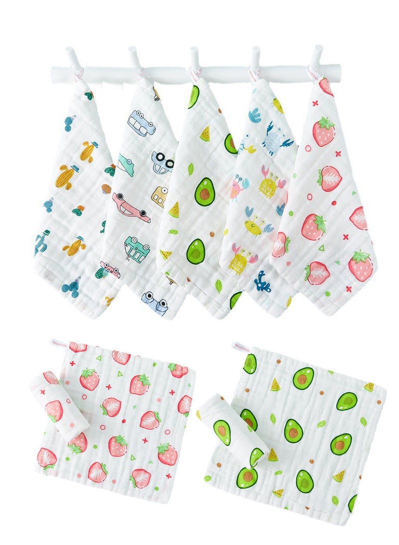 روعة 10pcs سوبر ناعمة غسالات الطفل مجموعة مناشف حمام الطفل 100٪ عالية الجودة القطن المسلين منشفة حمام مناشف الوجه للطفل حديث الولادة الجلد الحساس (أنماط عشوائية) 25x25cm - Image 1