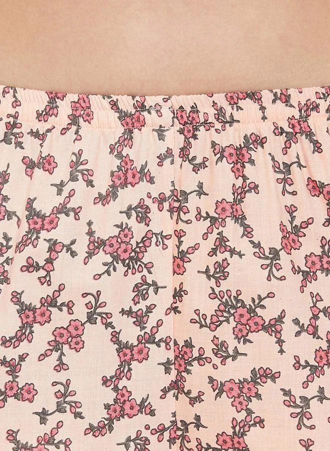 Clovia Clovia Floral Print Notch Neck Top and Pyjama Set