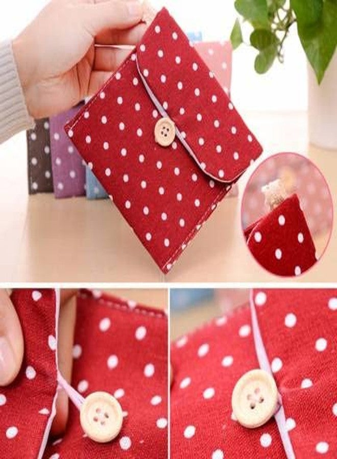 9UP® 4Pcs Sanitary Pad Organizer For Travel | Printed Dots Sanitary Napkin Pad Pouch For Women & Girls | Cotton Sanitary Storage Bag | Sanitary Pad Pouch (Pack Of 4, Multicolor) - Image 3