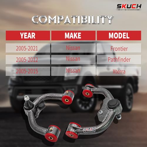 SKUCH 4X4 ACCESSORIES Front Upper Control Arms for 2005-2021 Nissan Frontier, 2005-2012 Pathfinder, and 2005-2015 Nissan Xterra，1-3" PU Bushing Suspension Control Arm, Replacement OEM Factory Suspension Arm, 2PC - Image 3