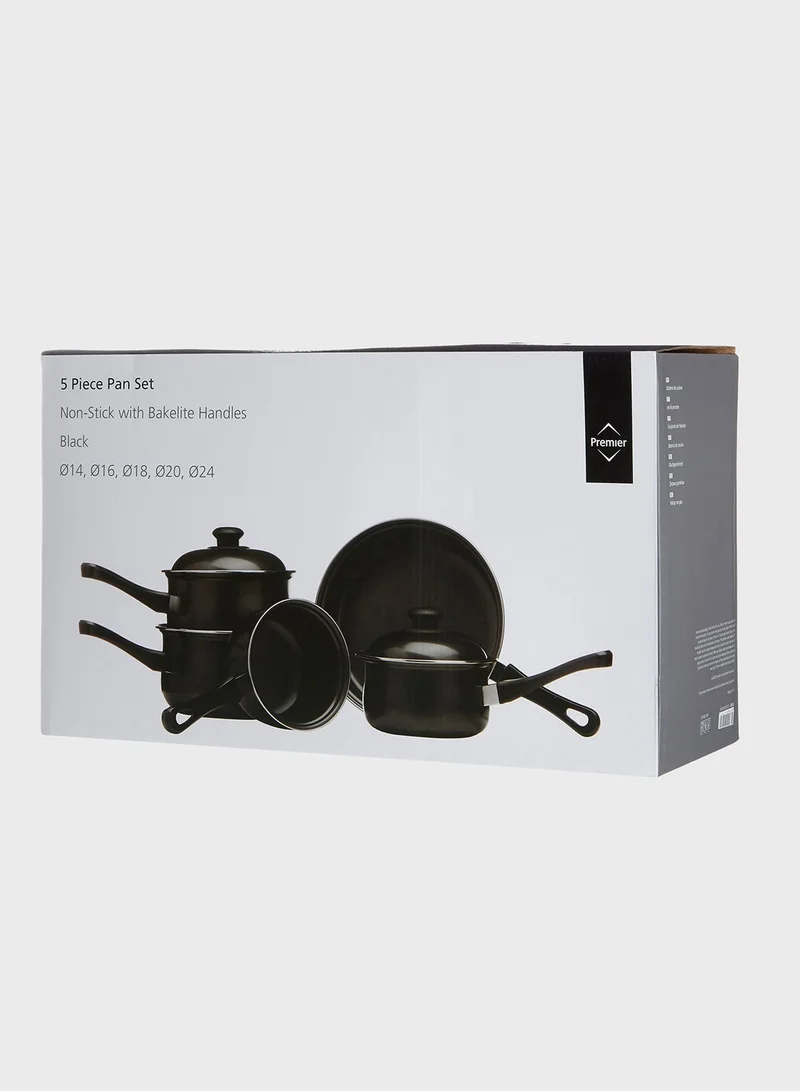 Premier 5 Piece Black Non Stick Pan Set