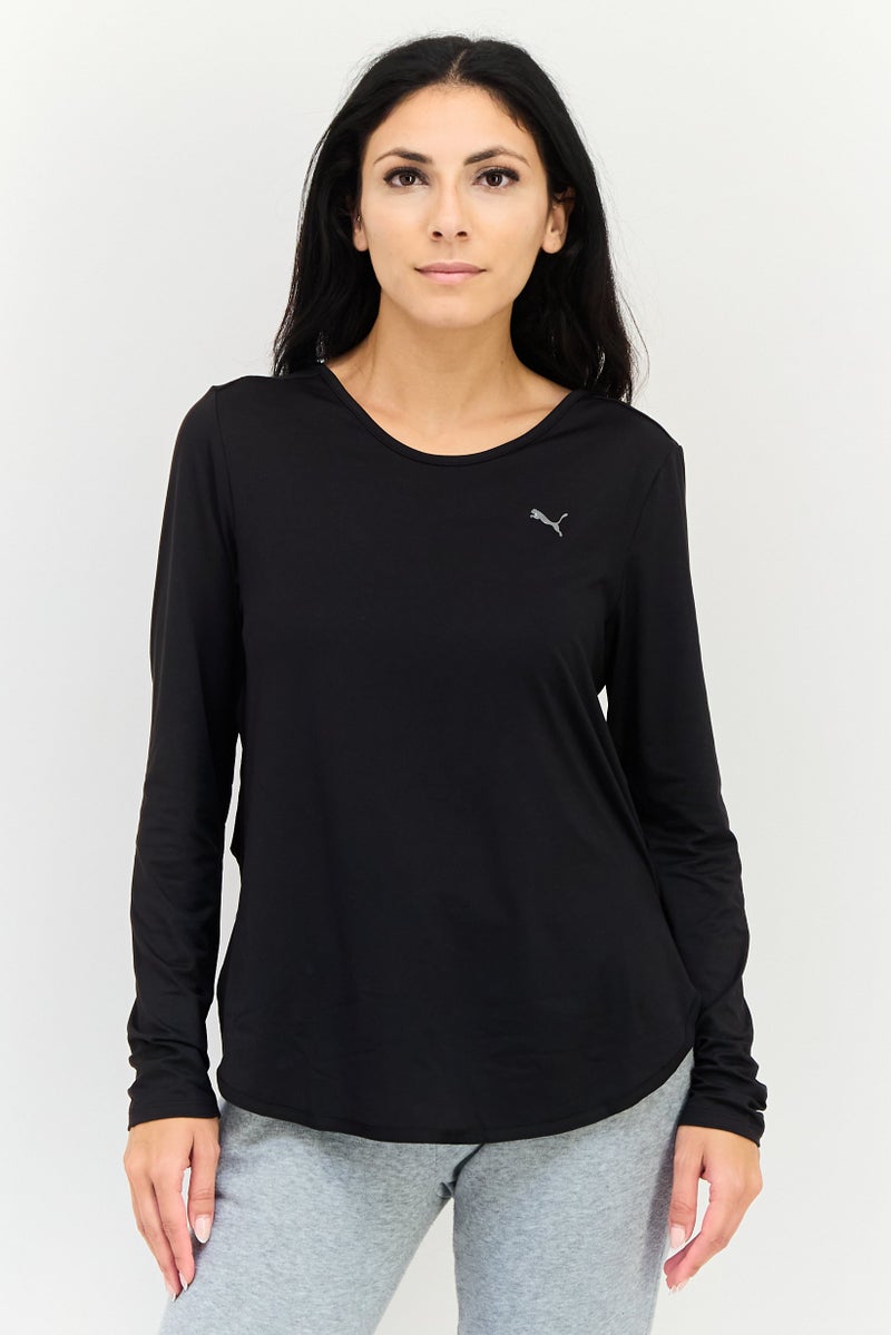 PUMA بلوزة تدريبية طويلة الأكمام للنساء، سوداء - Image 1