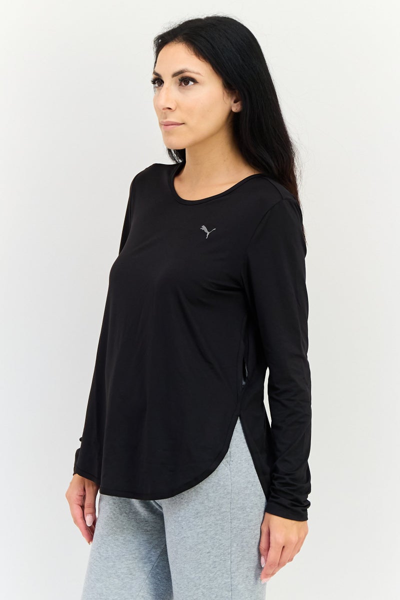 PUMA بلوزة تدريبية طويلة الأكمام للنساء، سوداء - Image 2