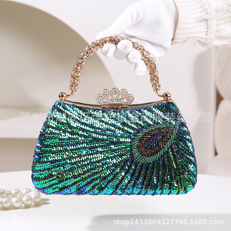 Peacock Embroidery Sequin Dinner Bag Handbag Women'S Matching Cheongsam Dress Banquet Small Handbag Sale - Image 3