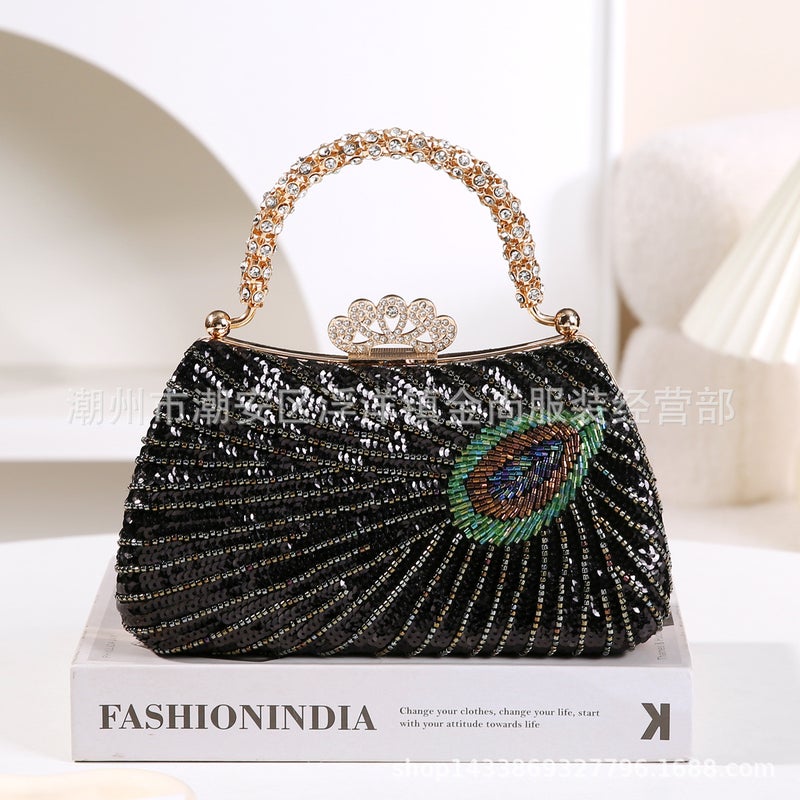 Peacock Embroidery Sequin Dinner Bag Handbag Women'S Matching Cheongsam Dress Banquet Small Handbag Sale - Image 1