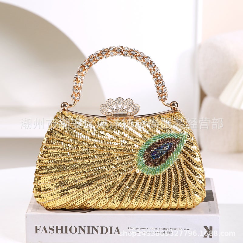 Peacock Embroidery Sequin Dinner Bag Handbag Women'S Matching Cheongsam Dress Banquet Small Handbag Sale - Image 5