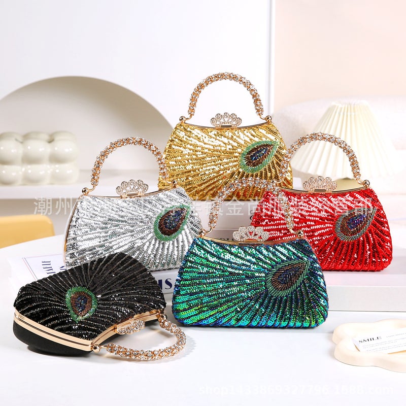Peacock Embroidery Sequin Dinner Bag Handbag Women'S Matching Cheongsam Dress Banquet Small Handbag Sale - Image 2