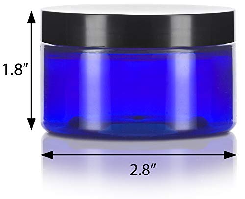 JUVITUS 4 oz Cobalt Blue PET Plastic Low Profile Jar with Black Lids 12 pack Refillable Empty Containers - Image 5