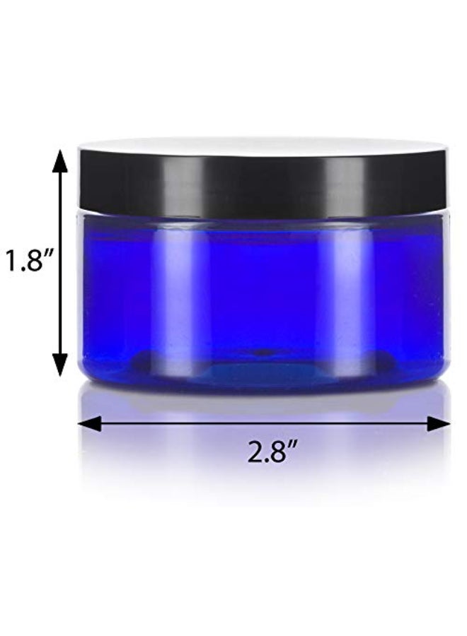 JUVITUS 4 oz Cobalt Blue PET Plastic Low Profile Jar with Black Lids 12 pack Refillable Empty Containers - Image 4