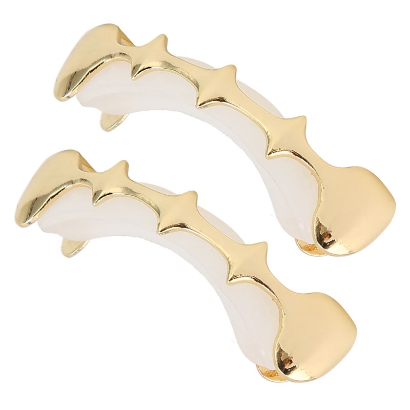 Gold Tooth Grillz Brass Base Gold Ion Plating Removable Tooth Jewelry - Fits Most Tooth Sizes Easy Wear Dental Accessory for Hip Hop Fashion Shows Halloween Parties Music Concerts - Image 4