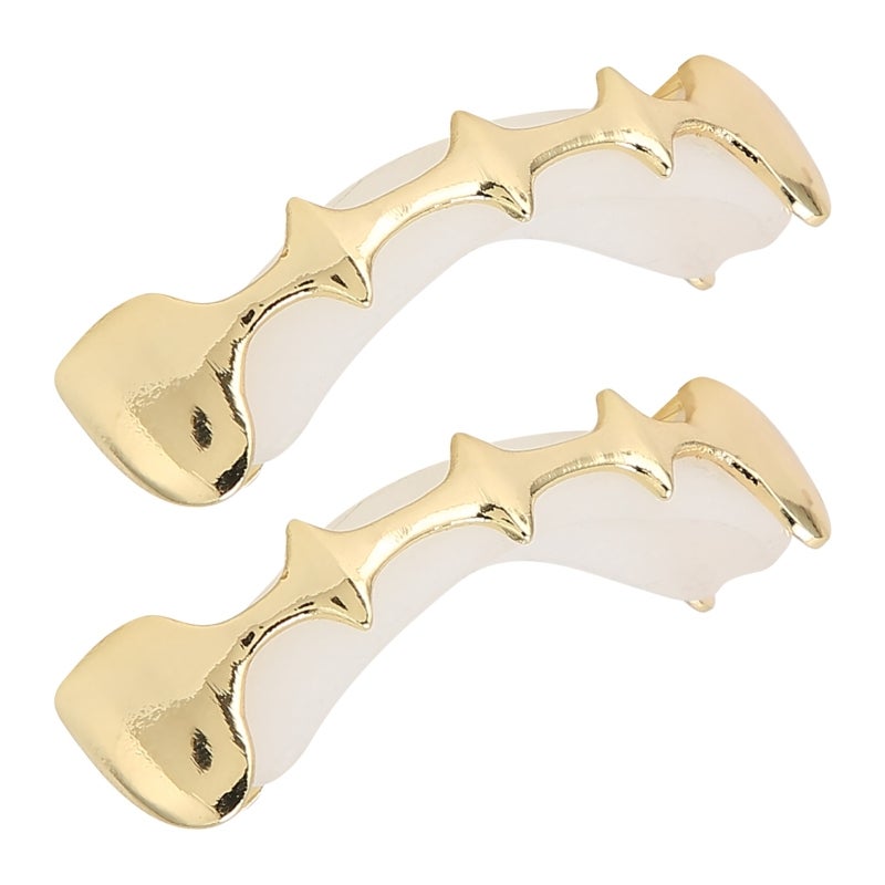 Gold Tooth Grillz Brass Base Gold Ion Plating Removable Tooth Jewelry - Fits Most Tooth Sizes Easy Wear Dental Accessory for Hip Hop Fashion Shows Halloween Parties Music Concerts - Image 3