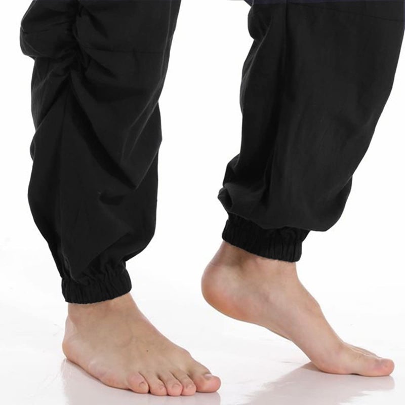 PACEIADTA Mens Cotton Linen Drawstring Pants Elastic Waist Casual Jogger Yoga Pants (40, Black) - Image 5