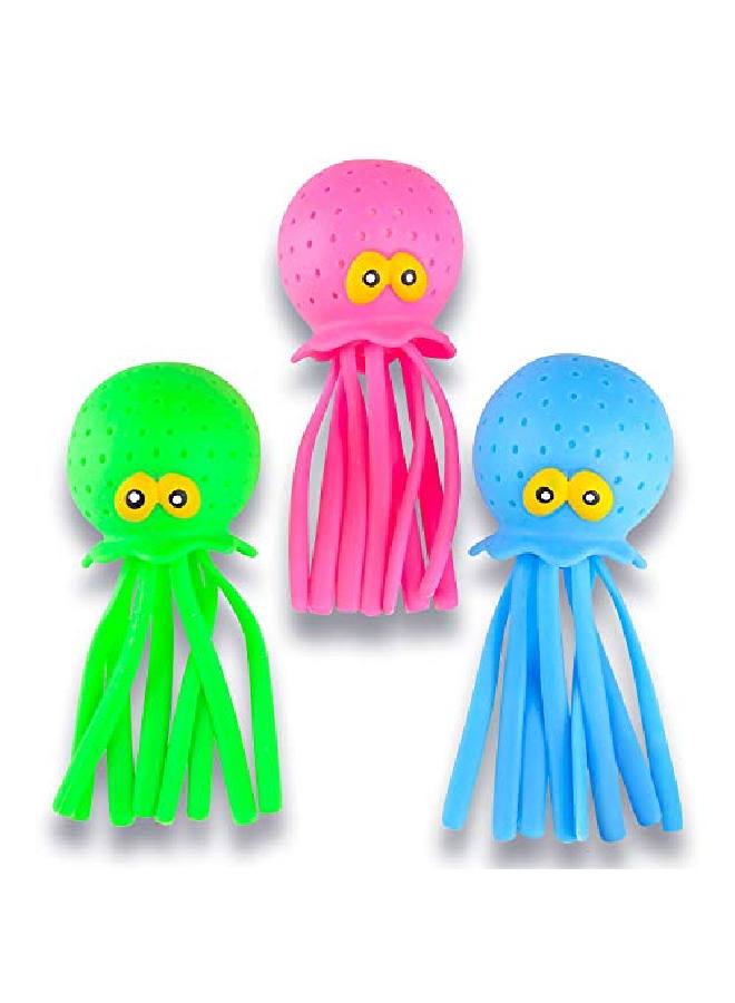 ArtCreativity Octopus Water Balls Set Of 3 Rubber Kids? Bath Toys Sensory Stress Relief Pool Toys For Kids Cute Goodie Bag Fillers For Boys And Girls Pink Blue And Green  - Image 1