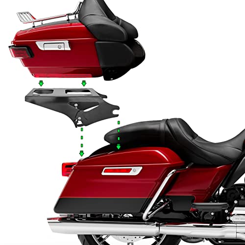 Mofun Detachable Tour Pack Mounting Rack Trunk Mount Compatible with Harley Touring Road King Electra Road Street Glide 2014-2025 Gloss Black - Image 4