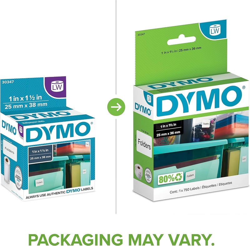 DYMO LW Library Book Spine Labels for LabelWriter Printers, White, 1" x 1.5", 750 Labels per Roll - Image 2