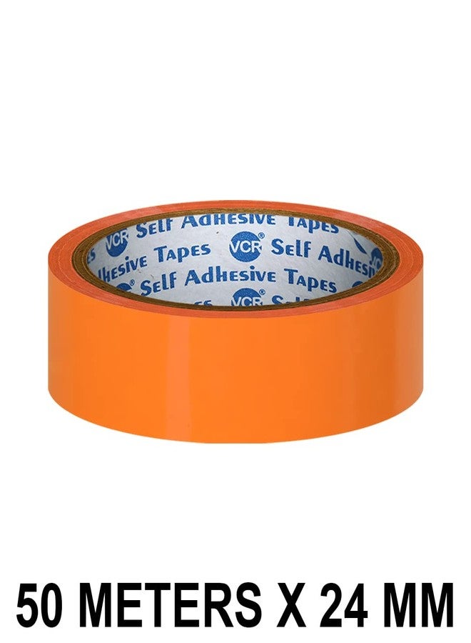 VCR Orange Color Tape - 50 Meters in Length - 24mm / 1" Width - 01 Roll Per Pack - BOPP Self Adhesive Tape for Arts and Craft use, Box Packing, Office and Home use - Image 2
