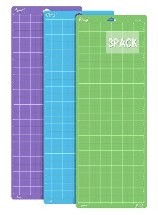 Ecraft 12x24 Cutting Mat 3-Pack (Standard, Light, Strong) Compatible with Cricut Maker 3/4/Maker, Explore 3/4/Air 2/Air/One, Variety Adhesive Sticky Cutting Mats Accessories - Image 1