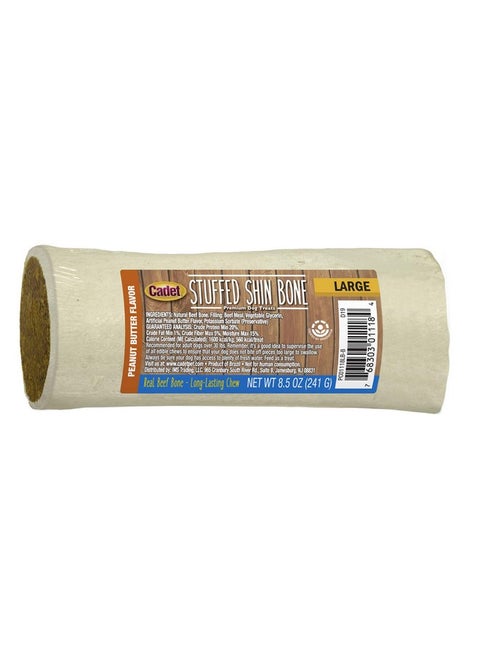 Cadet Stuffed Shin Bone - Highly Digestible, High Protein, Long-Lasting Dog Chew Bone for Aggressive Chewers, Supports Dental Health, - Peanut Butter Flavor, Large (1 Count)