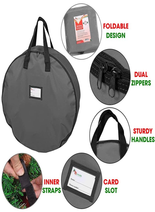 Primode Wreath Storage Bag 48" | Garland Wreaths Container with Handles| Durable 600D Oxford Polyester Material Xmas Holiday Wreaths Storage Holder (Gray) - Image 2
