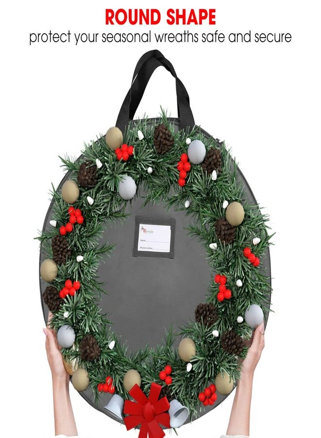 Primode Wreath Storage Bag 48" | Garland Wreaths Container with Handles| Durable 600D Oxford Polyester Material Xmas Holiday Wreaths Storage Holder (Gray) - Image 3
