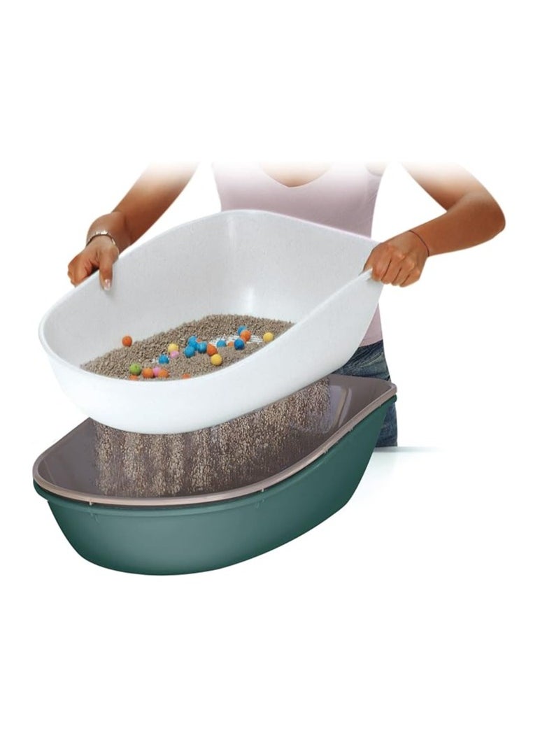Stefanplast Stefanplast Furba Chic MAXI Sifting Cat Litter Box – Light Dove Grey, Easy-Clean Triple Tray System, Reduces Waste & Odor for Large Cats  - Image 2