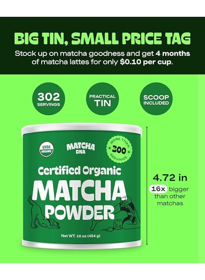 MATCHA DNA Certified Organic Matcha Green Tea Powder (16 oz TIN CAN) - Image 4