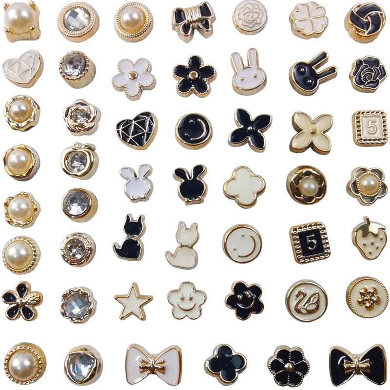 TIHOOD 100PCS Pearl Brooch Buttons, No Sew Instant Removable Reusable Cover Up Buttons Pins, Rhinestone Brooch Pins for Women Fashion, Replacement Safety Button - Image 1