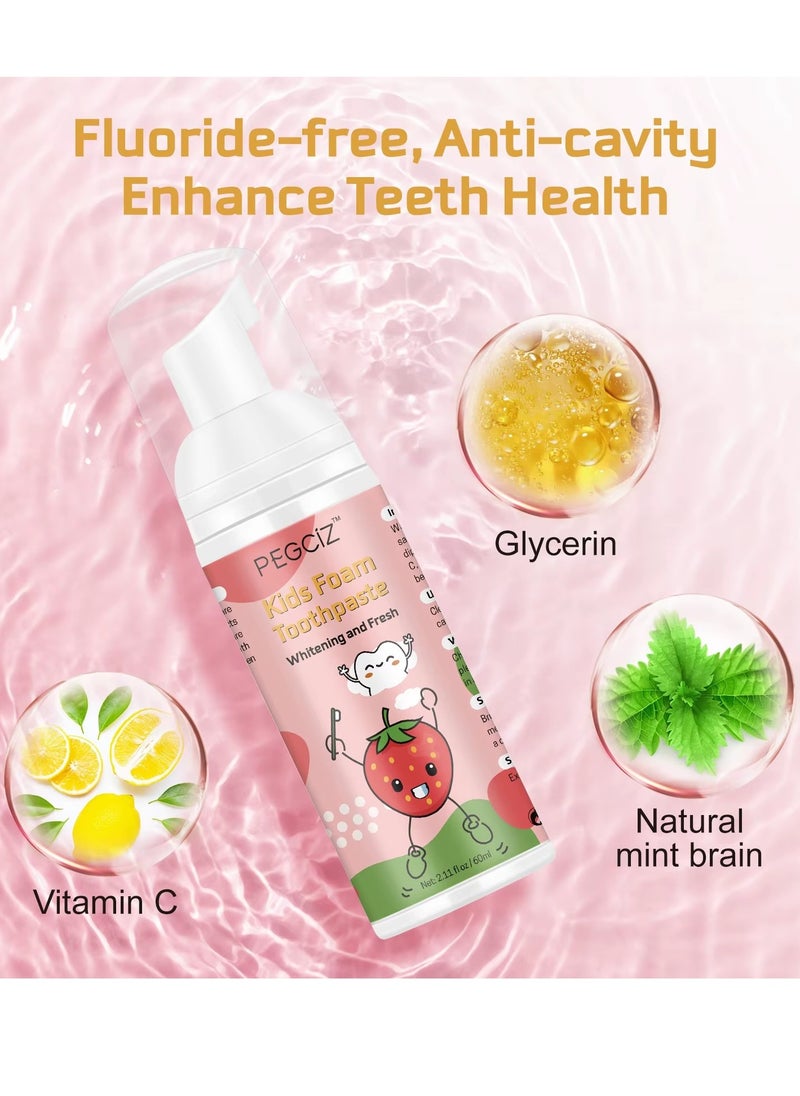 60ml Kids Foam Toothpaste with Fruit Flavor Toddler Toothpaste with Low Fluoride for U Shaped Toothbrush Foaming Toothpaste and Mouthwash for Dental Care for Children Whitening Toothpaste Foaming Toothpaste and Mouthwash Strawberry Flavor - pzsku/ZE3F95A9CF9EDD40118C1Z/45/1741676112/8bf31dab-5185-4111-a2fa-1ca571569012