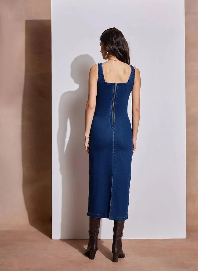 SASSAFRAS Denim Sleeveless Dress