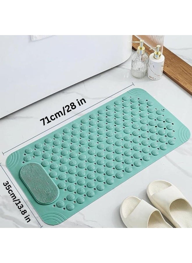 Protection Bath Mat Non-slip Strong Suction Cups Drain Holes Bump Design Wall Mounted Safe Bathroom Shower Accessory for Feet Exfoliation Massage (Color May Vary) - Image 3