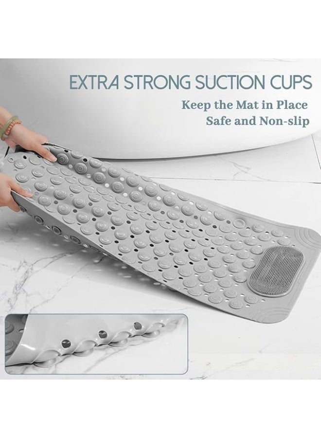 Protection Bath Mat Non-slip Strong Suction Cups Drain Holes Bump Design Wall Mounted Safe Bathroom Shower Accessory for Feet Exfoliation Massage (Color May Vary) - Image 4