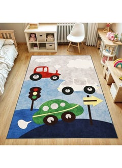 Cars Theme Playmat Rug for Kids, Soft Area Rug for Bedroom and Playroom, Kids Room Decor Carpet (Size 160cm × 230cm)