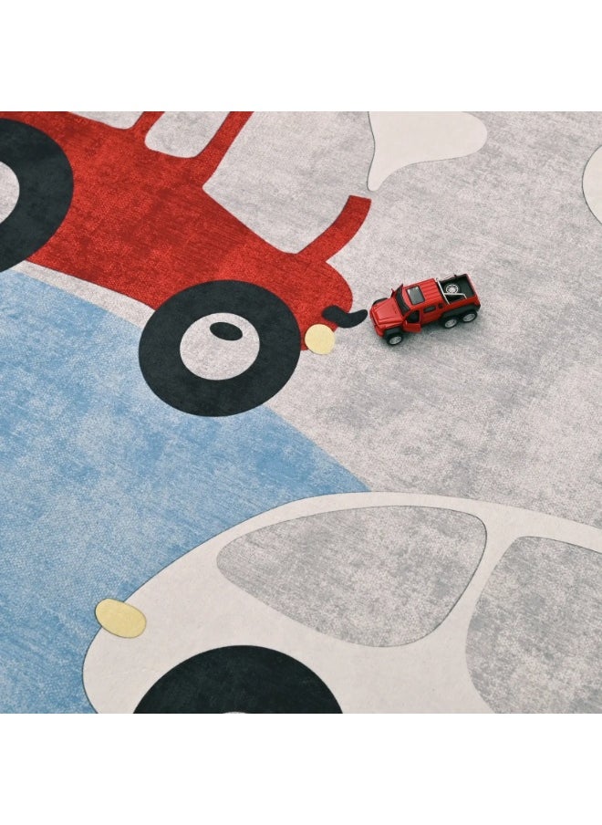 Generic - Cars Theme Playmat Rug for Kids, Soft Area Rug for Bedroom and Playroom, Kids Room Decor Carpet (Size 160cm × 230cm) - Image 1