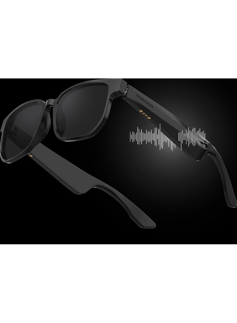 porodo Lifestyle VISTAX Intelligent Audio Eyewear with Dual 90mAh Battery and 4 Hours Working time / Built-In Microphone / Smart Glasses / UV400 Protection / Magnetic Charging - Black - Image 4