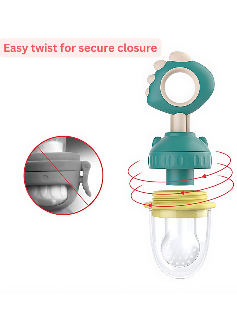 Twisoo Silicone Infant Fruit Feeder - BPA-Free Silicone Mesh Nipple - Safe Fresh Vegetable & Fruit Feeder for Babies, Easy to Hold, Ideal for Weaning & Teething (Green) - Image 2