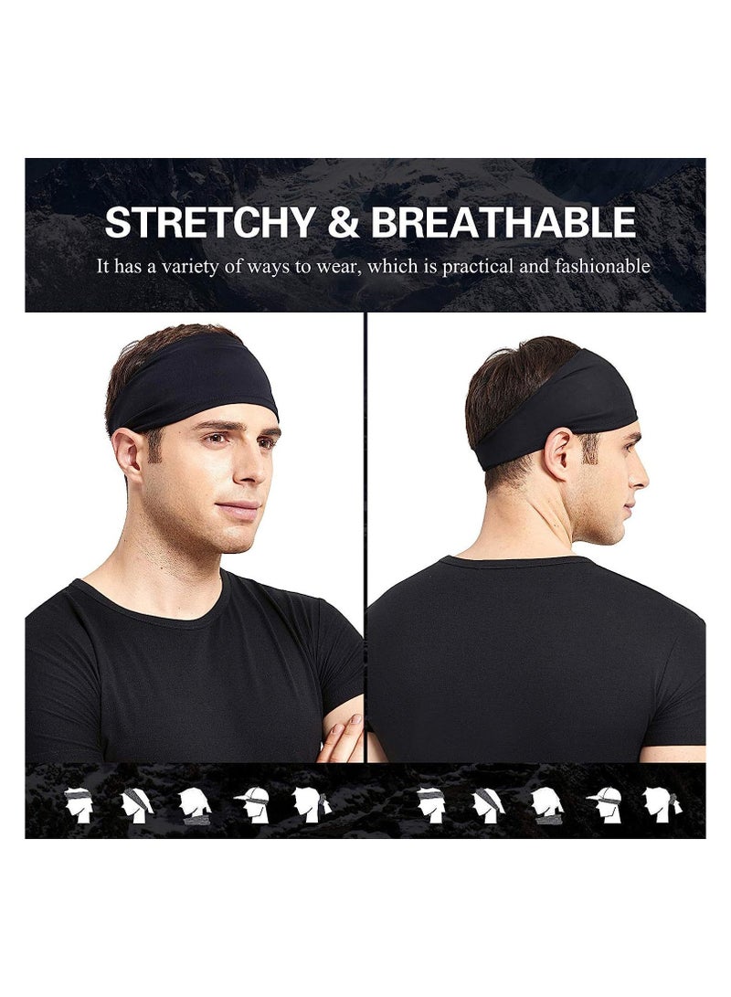 5 Pack Sports Headbands, Non-Slip Soft Cotton Sports Elastic Headbands for Men and Women, Thin Summer Headbands, Soft Cotton Headbands for Yoga, Workout, Running, Cycling (Black, Light Grey, Dark Grey, white, blue,) - Image 3