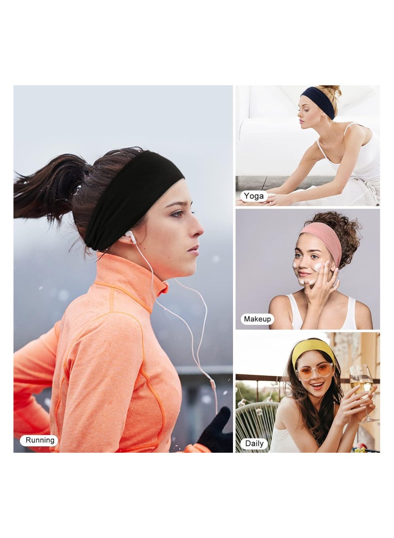 5 Pack Sports Headbands, Non-Slip Soft Cotton Sports Elastic Headbands for Men and Women, Thin Summer Headbands, Soft Cotton Headbands for Yoga, Workout, Running, Cycling (Black, Light Grey, Dark Grey, white, blue,) - Image 5