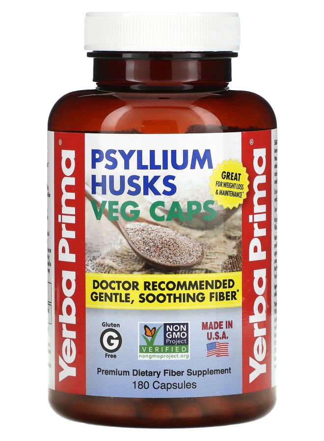 Yerba Prima Psyllium Husks Veg Caps 180 Capsules