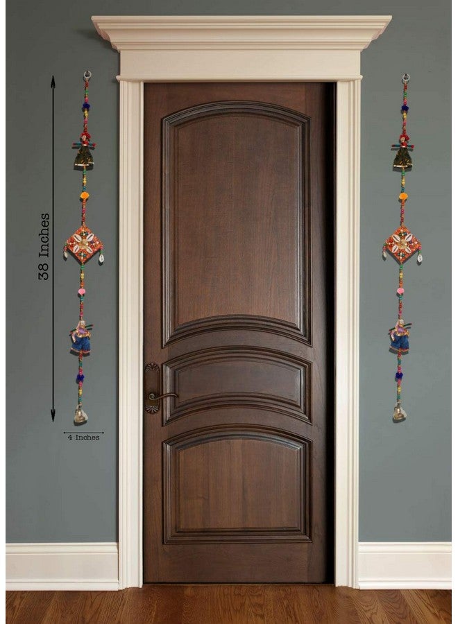 JH Gallery Handmade Recycled Material Rajasthani Dolls Door Hangings/Wall Hanging/Home Decor/Home Furnishing/Diwali Gift/Corporate Gift (38 Inches, 1 Pair), Multi-Coloured - Image 4